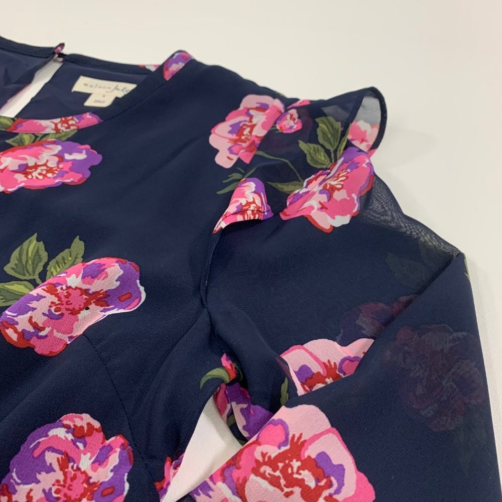Maison Jules Women's Dress S Floral Print Fit & Flare Dress Navy Blue S - Picture 10 of 12